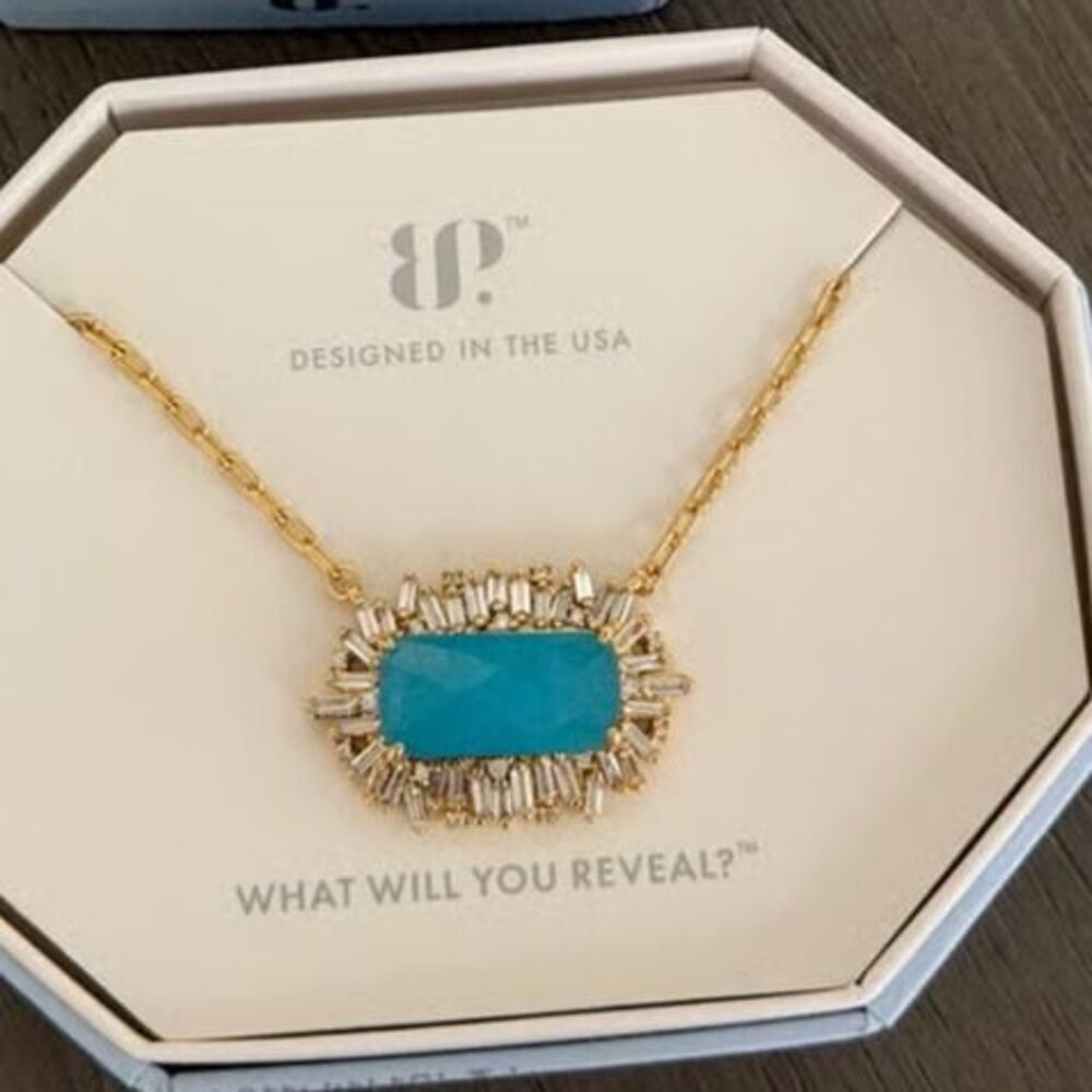 Kendra Scott Gold Necklace with Blue Turquoise Pendant